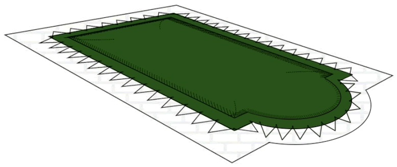 Copertura invernale con occhielli e cavo elastico per piscina rettangolare con scala romana 8,75x3,50 m - 400 g/m² - Cover