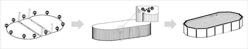 Piscina fuori terra in acciaio Ovale autoportante Grey Pool 610x360 grigia effetto rattan h. 130 cm: compreso nel kit: istruzioni di montaggio