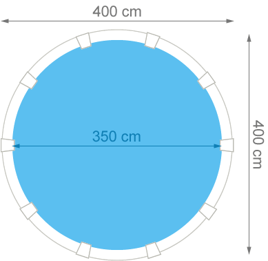 Piscina fuori terra in acciaio GRE Rotonda ATLANTIS KITPR358 - Dimensioni