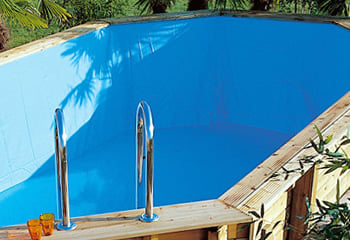Kit piscina della  piscina in legno fuori terra da esterno Ocean 550x355 Liner azzurro: rivestimento interno o LINER azzurro