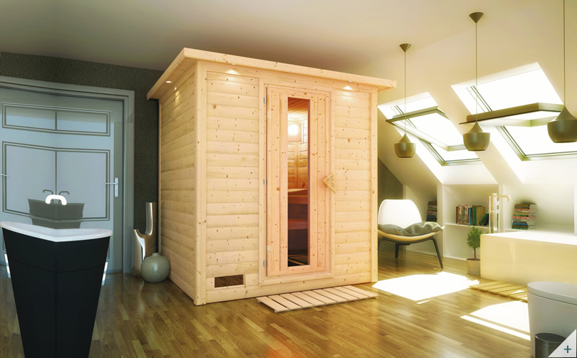 Sauna finlancese classica da casa in kit in legno massello di abete 40 mm Melissa da interno - Cover