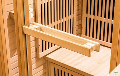 Sauna infrarossi Camilla - Foto degli interni: maniglia in legno