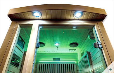 Sauna infrarossi Camilla - Foto degli interni: illuminazione LED verde