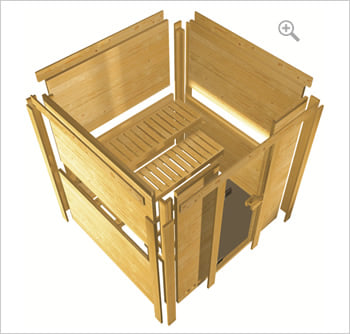 Sauna finlancese classica da casa in kit in legno massello di abete 40 mm Mara Luxe da interno: Kit spedito: Struttura in legno 